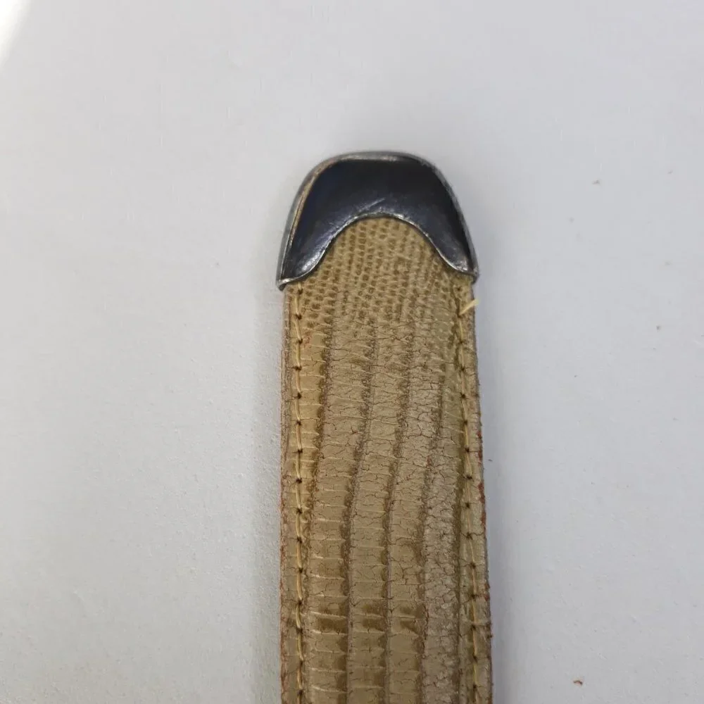 Cipriani Tan Lizard Grain Leather Belt Sz L